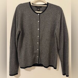 Croft & Barrow Women’s 100% Cashmere Cardigan Sweater Gray & Black Size L